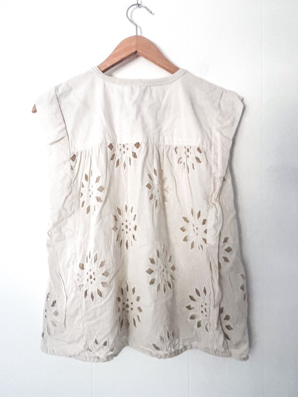 Calypso St Barth Blouse S Ivory Eyelet Coastal Grandmother Resort Quiet Luxury - Picture 4 of 9